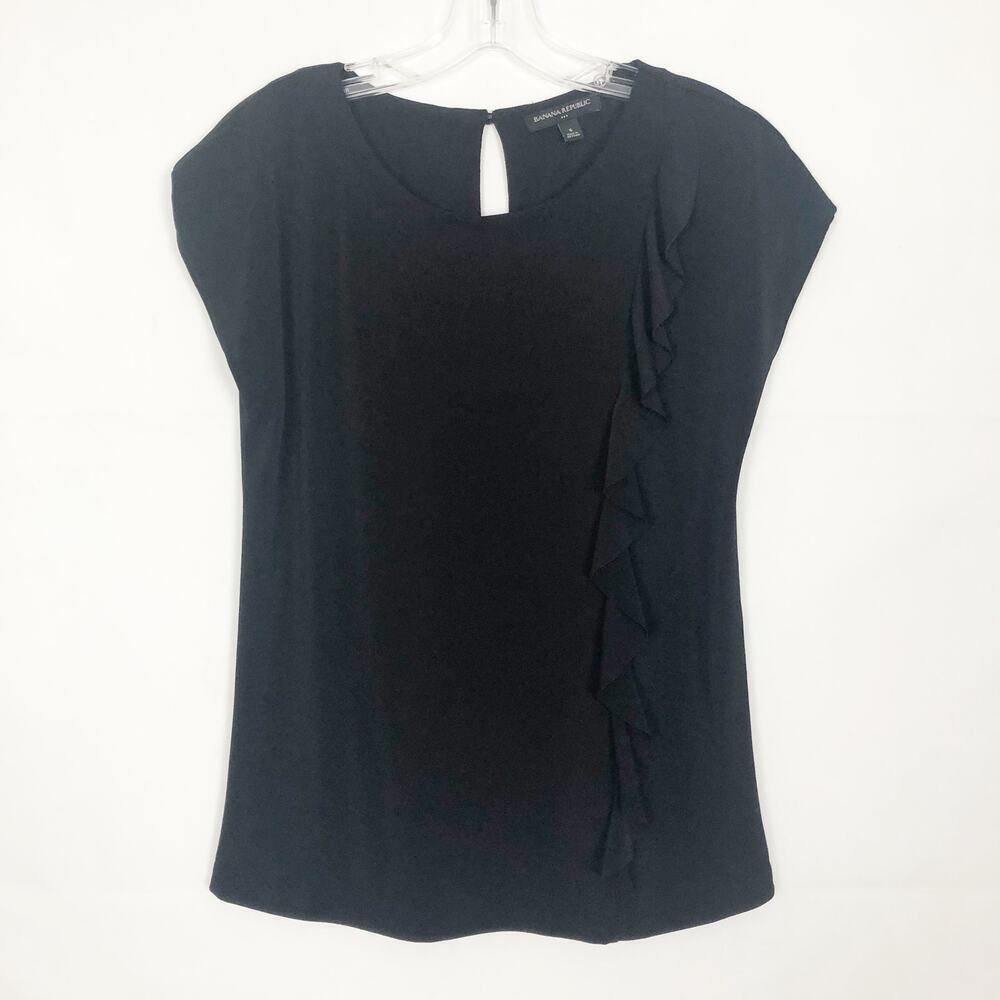 Banana Republic Black Ruffle Career Wear Top Size Small